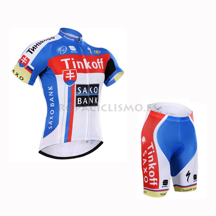 2015 Maillot Saxobank mangas cortas Azul